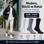 Erkek Spor Çorap 12 Çift, Taban Altı Havlu Destekli Penye Pamuklu Uzun Konç Çorap
