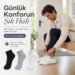Erkek Kısa Konç Çorap 6’lı Paket, %80 Pamuklu, Dikişsiz Burun, Nefes Alan Yumuşak Bilek Çorabı, Siyah Gri Beyaz