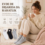 Kadın Sevimli Kedi Desenli Kısa Konç Çorap 3 Çift, %80 Pamuklu Dikişsiz Burun, Siyah Beyaz Gri, Yumuşak Günlük Bilek Çorabı