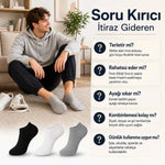 Unisex Kısa Konç 12’li Patik Çorap, %85 Pamuklu Geri Dönüştürülmüş İplik, Parfümlü İnce Dikişli, Günlük Spor Çorabı