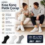 Unisex Kısa Konç 6’lı Patik Çorap, %85 Pamuklu Geri Dönüştürülmüş İplik, Parfümlü İnce Dikişli, Günlük Spor Çorabı