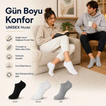 Unisex Kısa Konç 6’lı Patik Çorap, %85 Pamuklu Geri Dönüştürülmüş İplik, Parfümlü İnce Dikişli, Günlük Spor Çorabı