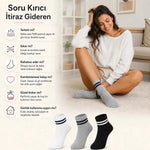 Unisex Çizgili Kısa Konç 6’lı Bilek Çorabı, %80 Pamuklu Parfümlü, Dikişsiz Burun, Siyah Beyaz Gri, Yumuşak Günlük Spor Çorap