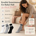 Unisex Çizgili Kısa Konç 6’lı Bilek Çorabı, %80 Pamuklu Parfümlü, Dikişsiz Burun, Siyah Beyaz Gri, Yumuşak Günlük Spor Çorap