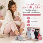 Kadın Kelebek Desenli Kısa Konç Çorap 12’li Paket, %80 Pamuklu Dikişsiz Burun, Nefes Alan Yumuşak Bilek Çorabı, Siyah Beyaz Gri