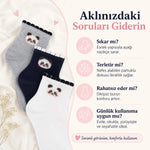 Kadın Panda Desenli Kısa Konç Çorap 6’lı Paket, %80 Pamuklu Dikişsiz Burun, Nefes Alan Yumuşak Bilek Çorabı, Siyah Beyaz Gri