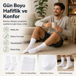Erkek Bambu Soket Çorap 12’li Paket, Dikişsiz Parfümlü Nefes Alan Yumuşak Nem Emici Günlük Uzun Çorap