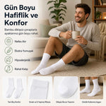 Erkek Bambu Soket Çorap 12’li Paket, Dikişsiz Parfümlü Nefes Alan Yumuşak Nem Emici Günlük Uzun Çorap