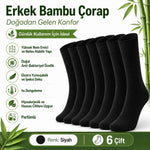 Erkek Bambu Soket Çorap 6’lı Paket, Dikişsiz Parfümlü Nefes Alan Yumuşak Nem Emici Günlük Uzun Çorap