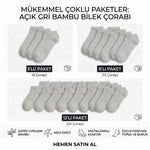 Kadın Bambu Patik Çorap 12’li Paket, Siyah Beyaz Gri, Nefes Alan Nem Emici Yumuşak Günlük Spor Bilek Çorabı
