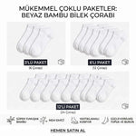 Kadın Bambu Patik Çorap 6’lı Paket, Siyah Beyaz Gri, Nefes Alan Nem Emici Yumuşak Günlük Spor Bilek Çorabı