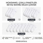 Erkek Bambu Patik Çorap 12’li Paket, Siyah Beyaz Gri, Nefes Alan Nem Emici Yumuşak Günlük Spor Bilek Çorabı