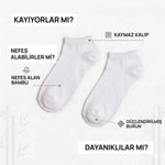 Erkek Bambu Patik Çorap 6’lı Paket, Siyah Beyaz Gri, Nefes Alan Nem Emici Yumuşak Günlük Spor Bilek Çorabı