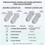 Erkek Bambu Patik Çorap 6’lı Paket, Siyah Beyaz Gri, Nefes Alan Nem Emici Yumuşak Günlük Spor Bilek Çorabı