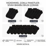 Erkek Bambu Patik Çorap 6’lı Paket, Siyah Beyaz Gri, Nefes Alan Nem Emici Yumuşak Günlük Spor Bilek Çorabı