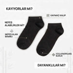 Erkek Bambu Patik Çorap 6’lı Paket, Siyah Beyaz Gri, Nefes Alan Nem Emici Yumuşak Günlük Spor Bilek Çorabı