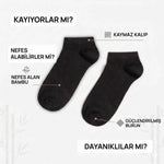 Erkek Bambu Patik Çorap 6’lı Paket, Siyah Beyaz Gri, Nefes Alan Nem Emici Yumuşak Günlük Spor Bilek Çorabı