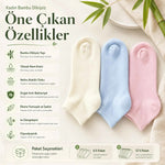 Kadın Bambu Dikişsiz Patik Çorap 6’lı Paket – Yumuşak, Nefes Alan, Nem Emici Kısa Konç Günlük Çorap – Krem, Mavi, Pembe