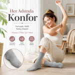 Kadın Bambu Uzun Çorap 12’li Paket, Dikişsiz Burunlu Yumuşak Dokulu Siyah Beyaz Gri