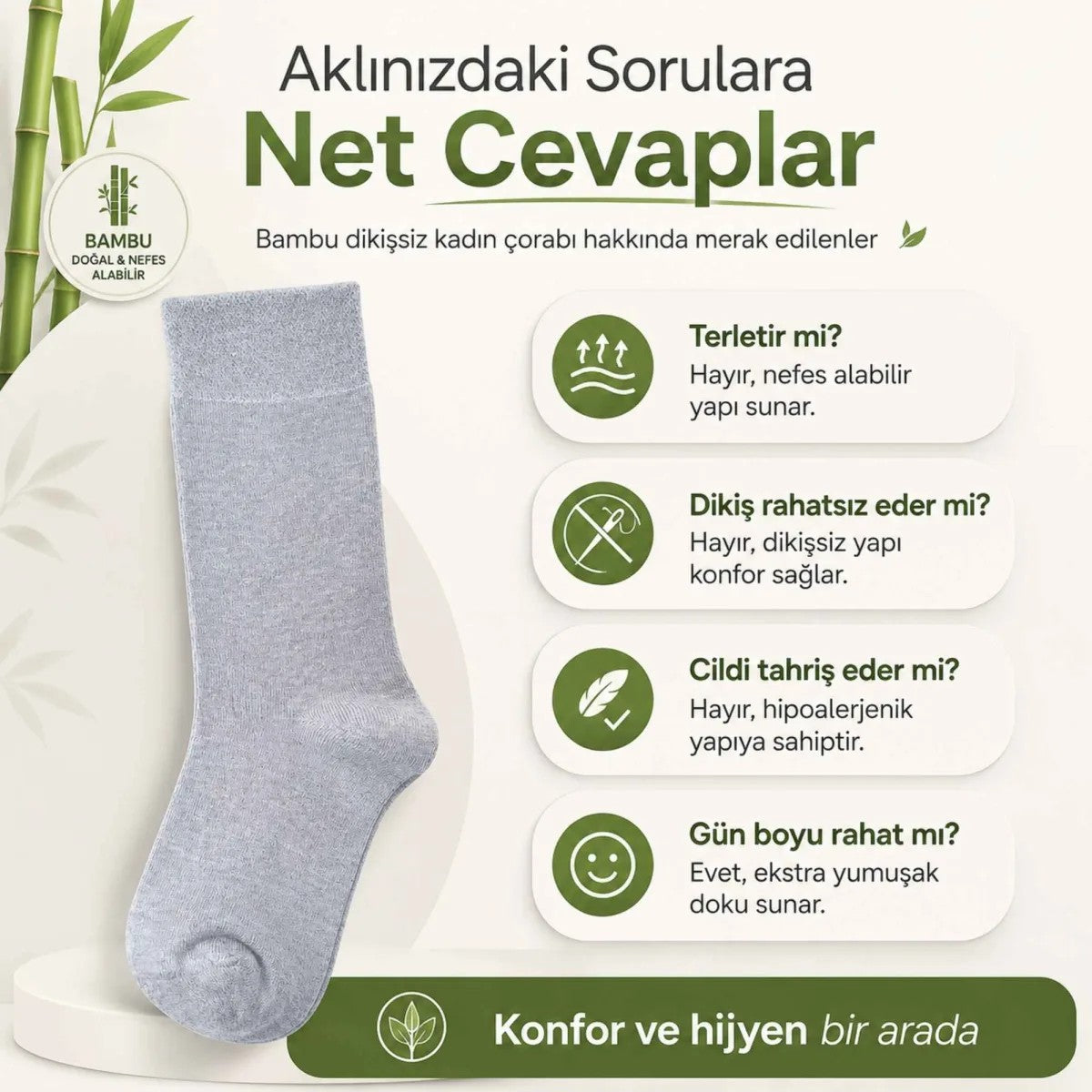 Kadın Bambu Uzun Çorap 12’li Paket, Dikişsiz Burunlu Yumuşak Dokulu Siyah Beyaz Gri