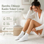 Kadın Bambu Uzun Çorap 6’lı Paket, Dikişsiz Burunlu Yumuşak Dokulu Siyah Beyaz Gri