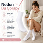 Kadın Bambu Uzun Çorap 6’lı Paket, Dikişsiz Burunlu Yumuşak Dokulu Siyah Beyaz Gri