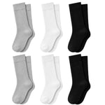 Kadın Bambu Uzun Çorap 6’lı Paket, Dikişsiz Burunlu Yumuşak Dokulu Siyah Beyaz Gri