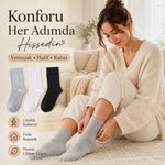 Kadın Bambu Uzun Çorap 6’lı Paket, Dikişsiz Burunlu Yumuşak Dokulu Siyah Beyaz Gri