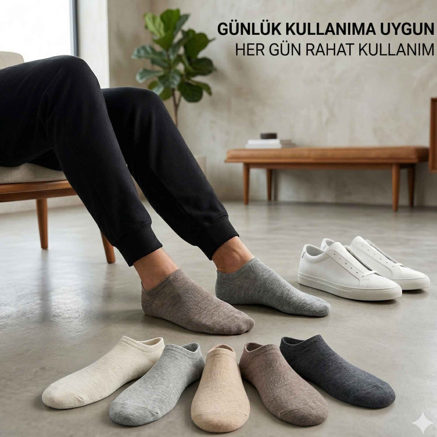 Erkek Görünmez Çorap 12’li Set, Babet Kesim, Yumuşak ve Esnek Yapı, Krem, Açık Gri, Bej, Vizon, Antrasit, Füme