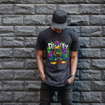 Daffy Duck Graffiti Baskılı Unisex Siyah Tişört - 24/1 Penye Pamuklu