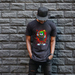 Marvin the Martian Graffiti Baskılı Unisex Siyah Tişört - 24/1 Penye Pamuklu