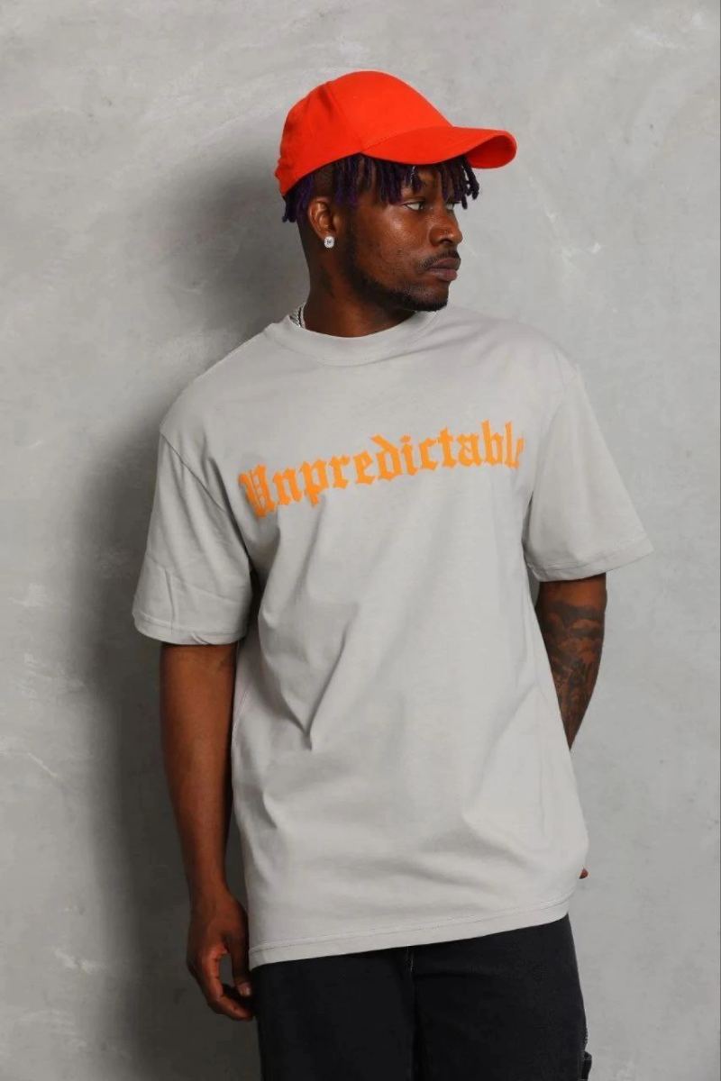 Erkek Baskılı T-Shirt Kısa Kol Bisiklet Yaka Regular Fit Tişört - Gri