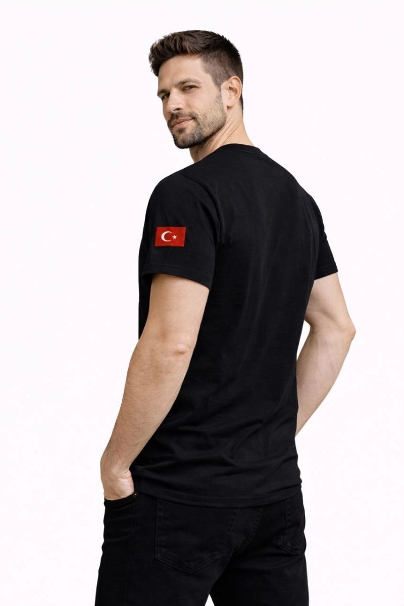 Erkek Türkiye World Cup 2026 Baskılı Tişört Futbol Temalı Forma T-Shirt - Siyah