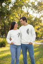 Günü Özel Bisiklet Yaka Baskılı Oversize Sweatshirt - Beyaz