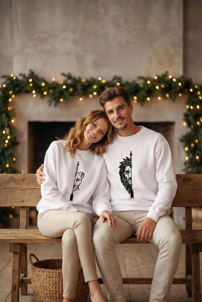 Sevgililer Günü Baskılı Oversize Bisiklet Yaka Sweatshirt - Beyaz