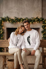 Oversize Bisiklet Yaka Sevgililer Günü Baskılı Sweatshirt - Beyaz