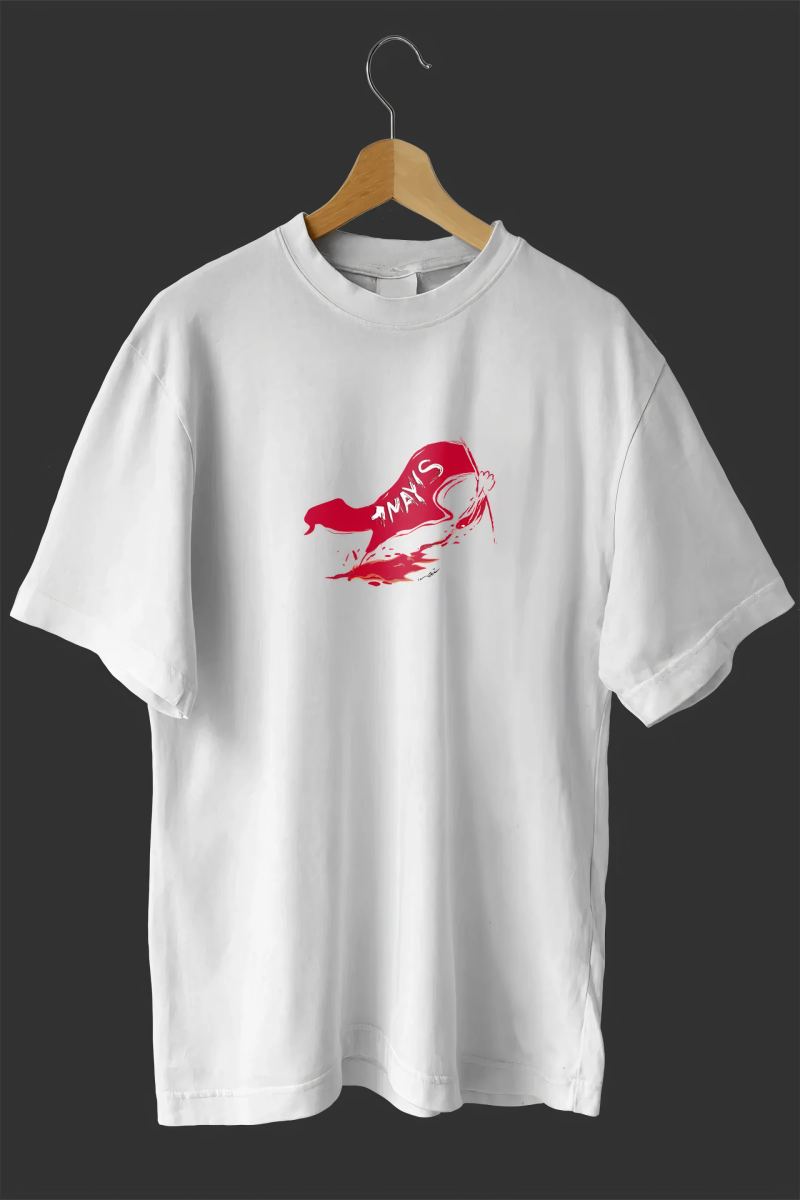 1 Mayıs Emekçiler Günü Baskılı Oversize Bisiklet Yaka T-shirt - Beyaz