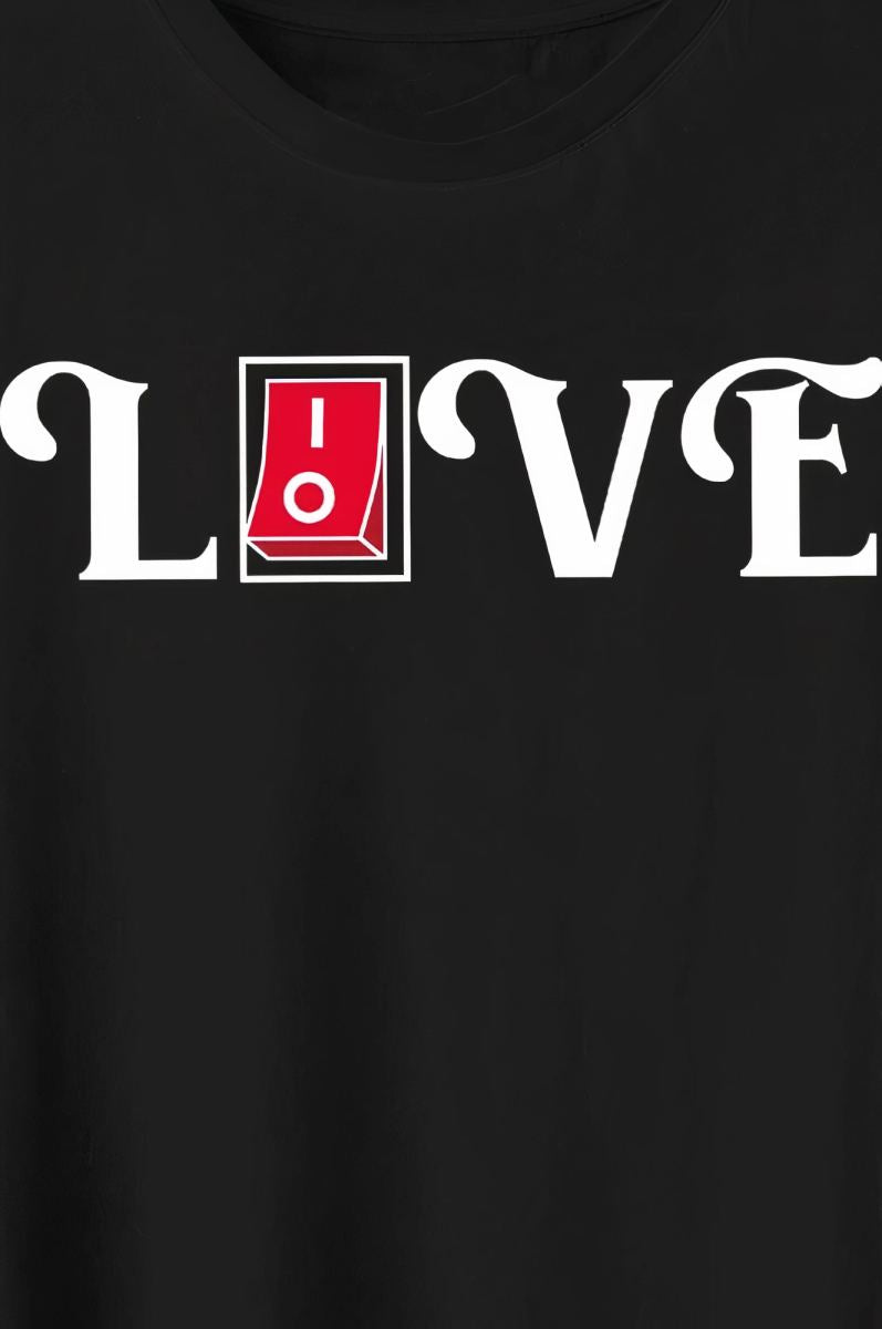 14 Şubat Sevgililer Günü Love Baskılı Oversize Bisiklet Yaka T-shirt - Siyah