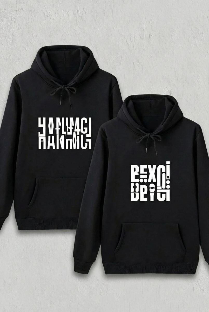Sevgililer Günü Hanımcı Hediye Baskılı Oversize Kapüşonlu Sweatshirt - Siya