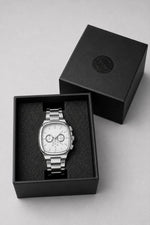 Erkek Gümüş Renk Metal Kordon Analog Kol Saati Çok Fonksiyonlu Beyaz Kadran - Gümüş