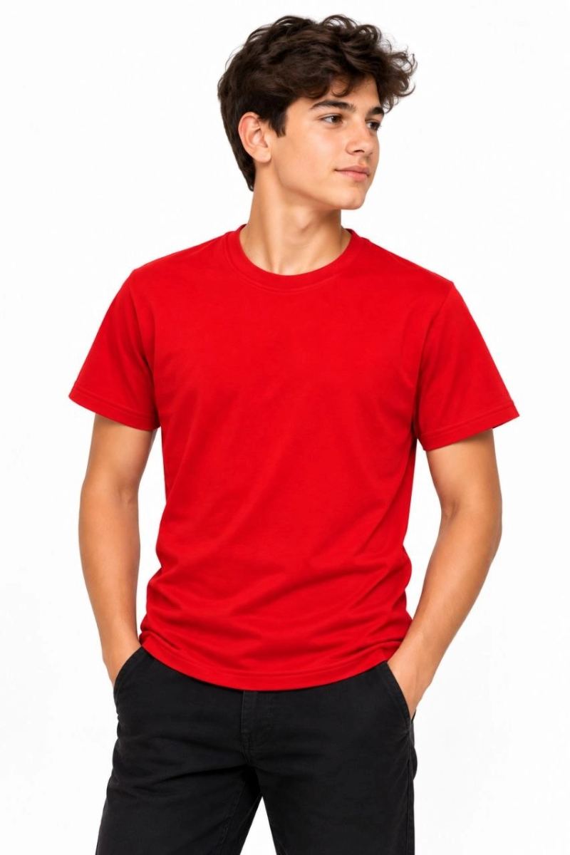 Erkek Çocuk Basic Bisiklet Yaka Kısa Kollu Slim Fit Yazlık Tişört