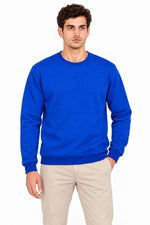 Erkek Bisiklet Yaka İçi Şardonlu 2 İplik Düz Uzun Kollu Regular Fit Sweatshirt - Mavi