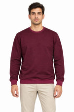 Erkek Bisiklet Yaka İçi Şardonlu 2 İplik Düz Uzun Kollu Regular Fit Sweatshirt -Bordo