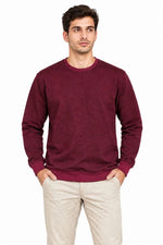 Erkek 2'Li Bisiklet Yaka İçi Şardonlu 2 İplik Düz Uzun Kollu Regular Fit Sweatshirt -Bordo & Kahverengi