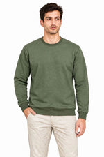 Erkek 3'Lü Bisiklet Yaka İçi Şardonlu 2 İplik Düz Uzun Kollu Regular Fit Sweatshirt - Haki - Kahverengi - Mavi