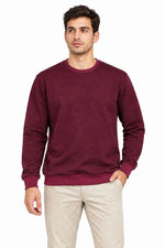Erkek 3'Lü Bisiklet Yaka İçi Şardonlu 2 İplik Düz Uzun Kollu Regular Fit Sweatshirt -Bordo - Gri - Kırmızı