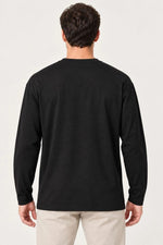 Erkek Modal Yumuşak Dokulu Bisiklet Yaka Uzun Kollu Tişört Sweatshirt - Siyah