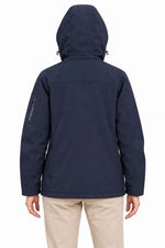 Kadın Su Geçirmez Softshell İçi Polar Astarlı Çıkarılabilir Kapüşonlu 4 Cepli Mont Ceket - Lacivert
