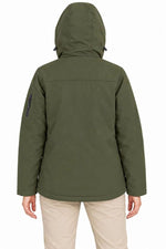 Kadın Su Geçirmez Softshell İçi Polar Astarlı Çıkarılabilir Kapüşonlu 4 Cepli Mont Ceket - Haki