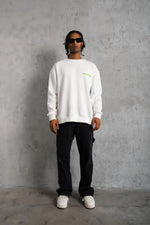 Erkek 3 iplik Bisiklet yaka Baskılı Sweatshirt - Beyaz